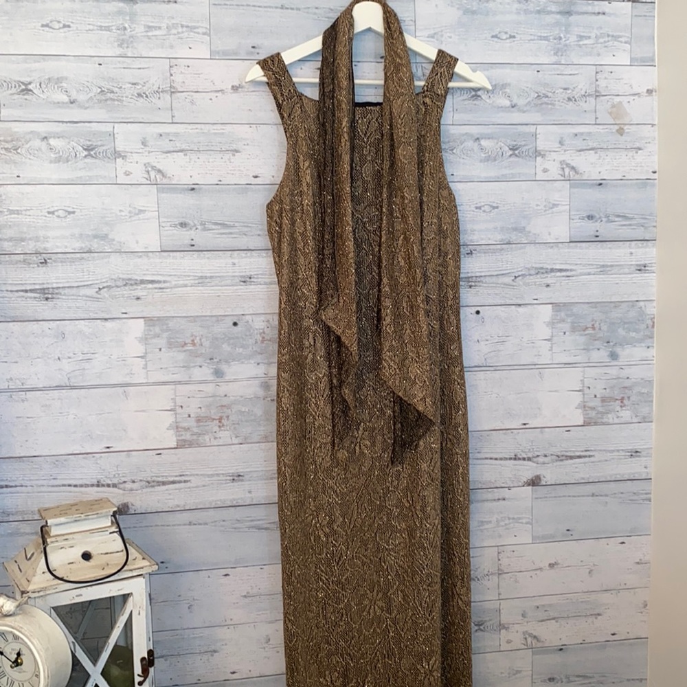 Beautiful Gold NUIT Dress with Scarf Size M?